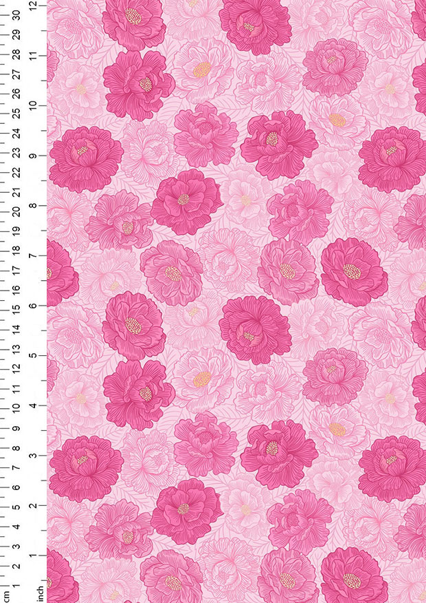 Lewis & Irene - Love Blooms A525.3 bright pink peony blooms