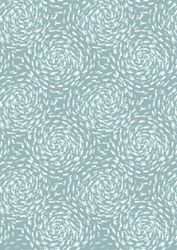 Lewis & Irene - Ocean Pearls Fish swirls on sea froth with pearl - A827.1