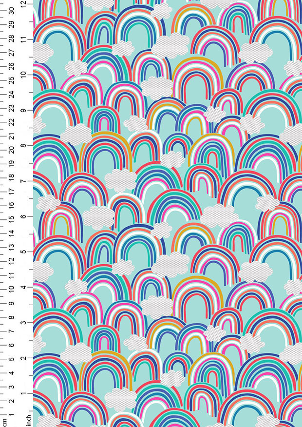 Lewis & Irene - Over The Rainbow A441.4 - All over rainbow on light turquoise