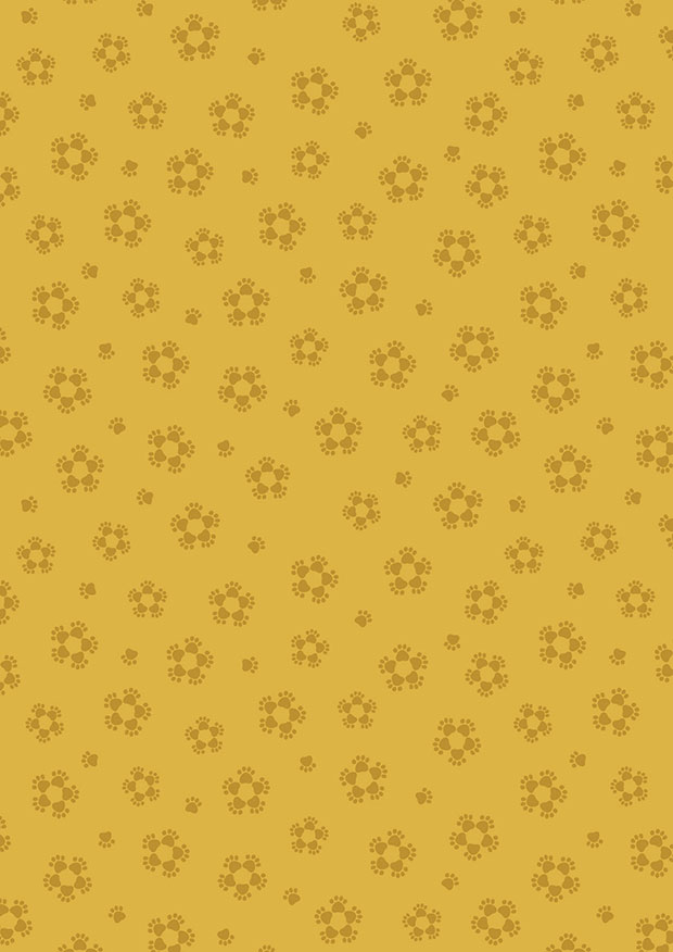Lewis & Irene - Paws & Claws Paw flowers on yellow - A710.1