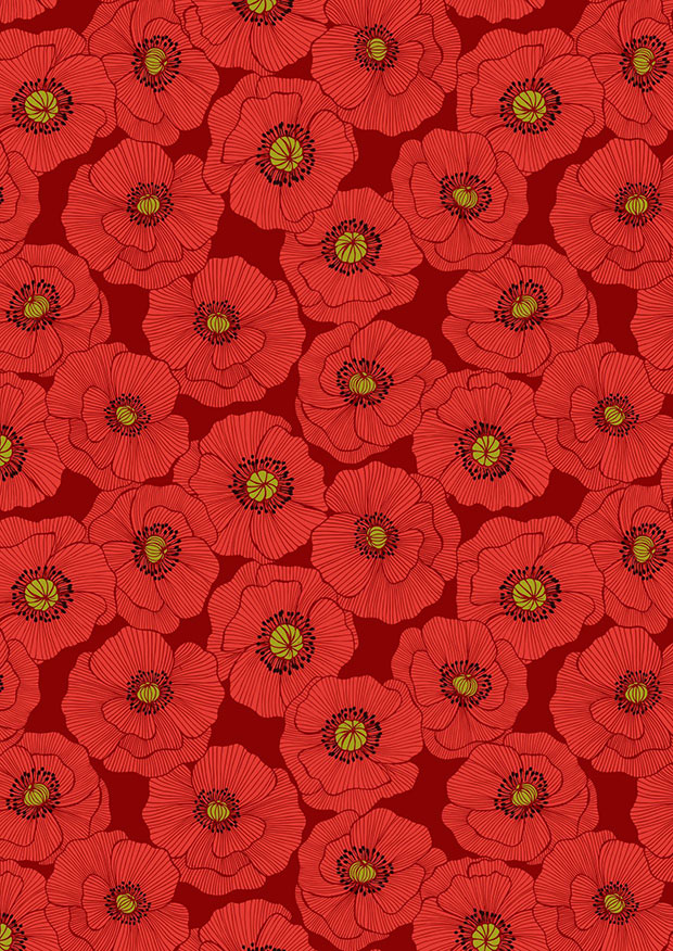 Lewis & Irene - Poppies A554.2 - Large poppy on red
