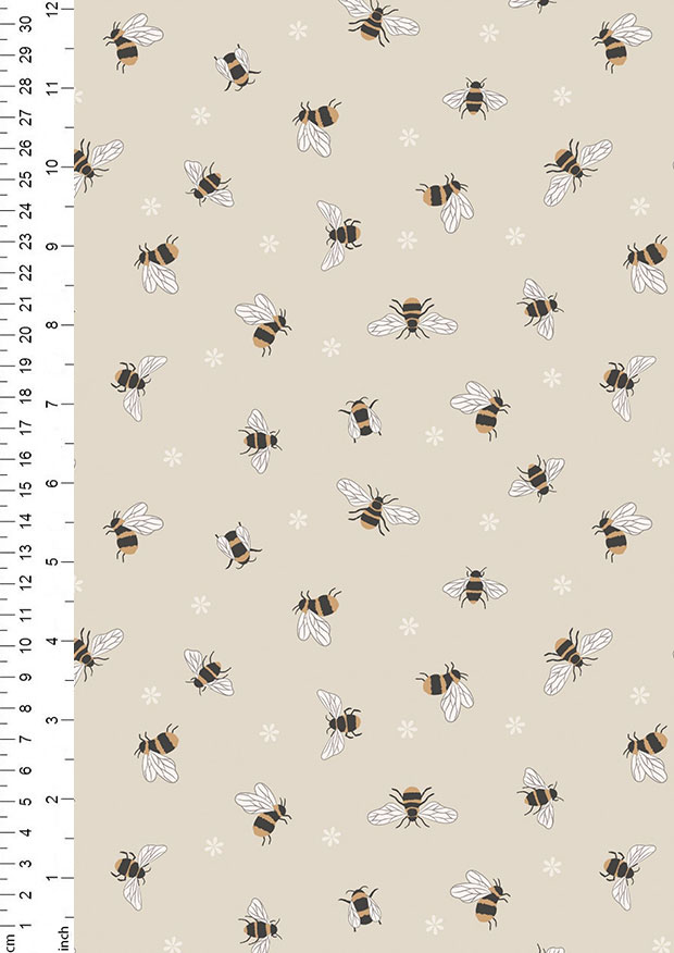 Lewis & Irene - Queen Bee A503.1 - Bees on dark cream