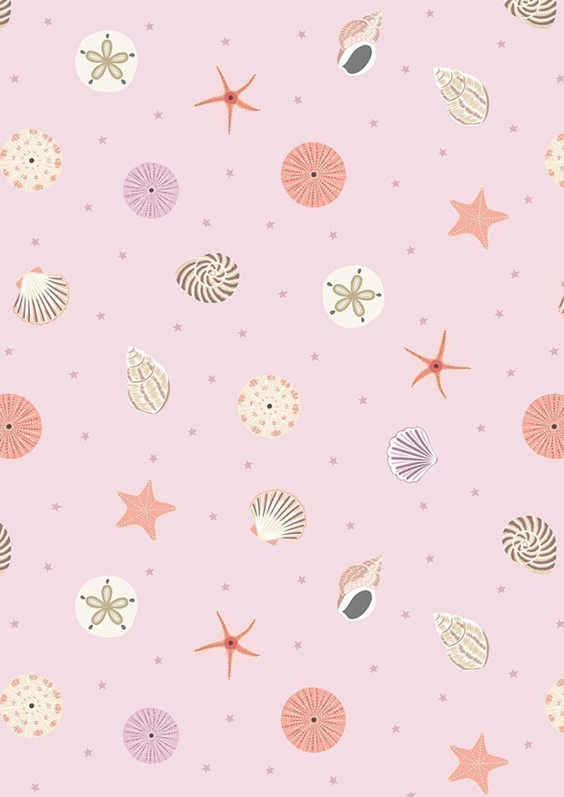 Lewis & Irene - Small Things Coastal Seashells on pink sand - SM60.1