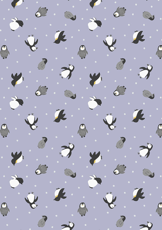 Lewis & Irene - Small Things Polar SM44.1 Penguins on iced lilac with pearl
