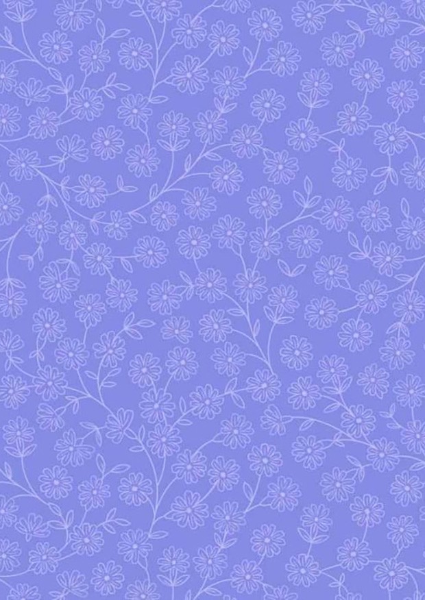 Lewis & Irene - Spring Flowers A715.2 Floral Vines on Cornflower Blue