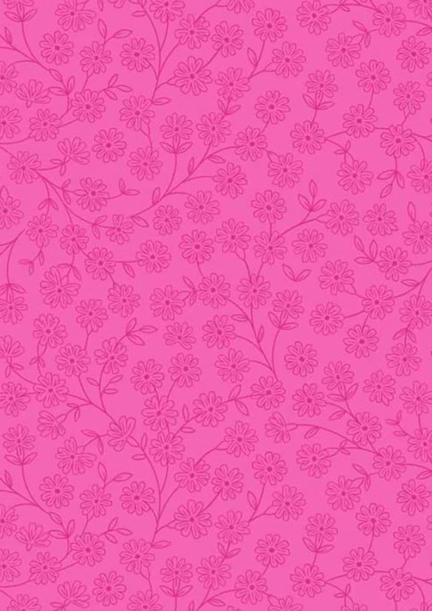 Lewis & Irene - Spring Flowers A715.3 Floral Vines on Bright Pink