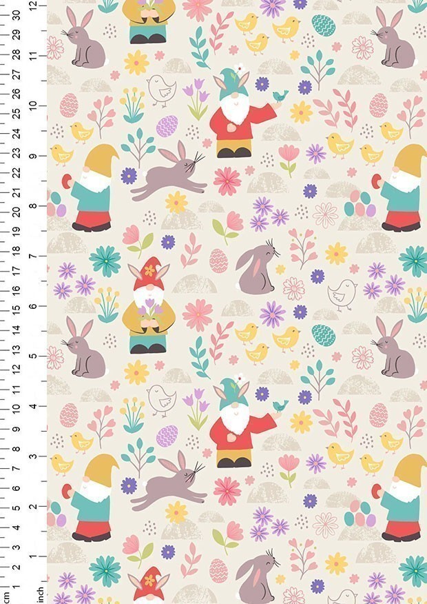 Lewis & Irene - Spring Treats A588.1 - Spring gnomes on cream