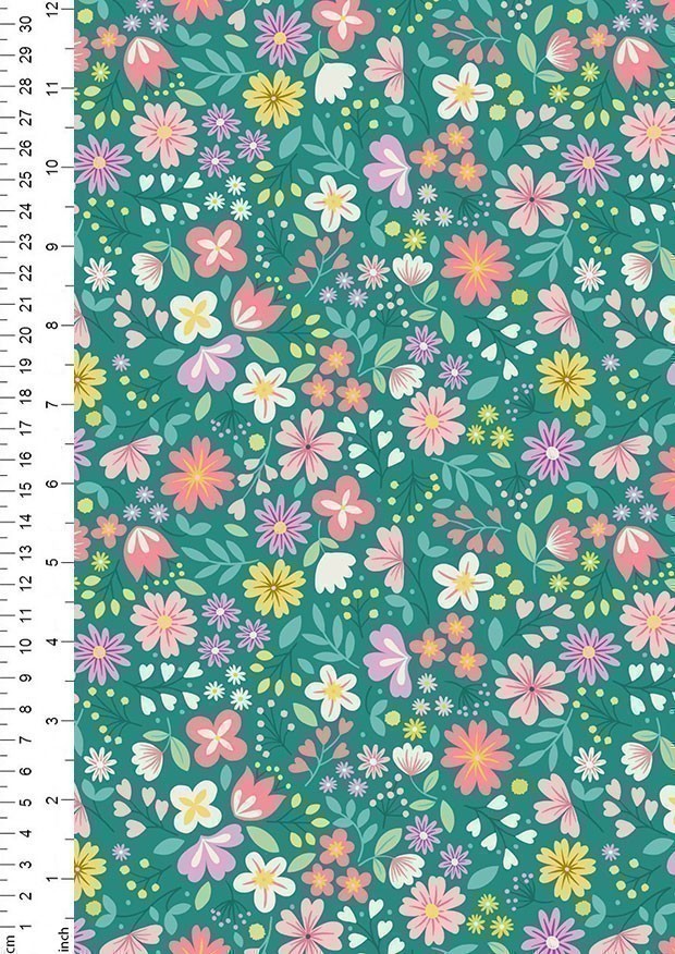 Lewis & Irene - Spring Treats A592.2 - Spring floral on green