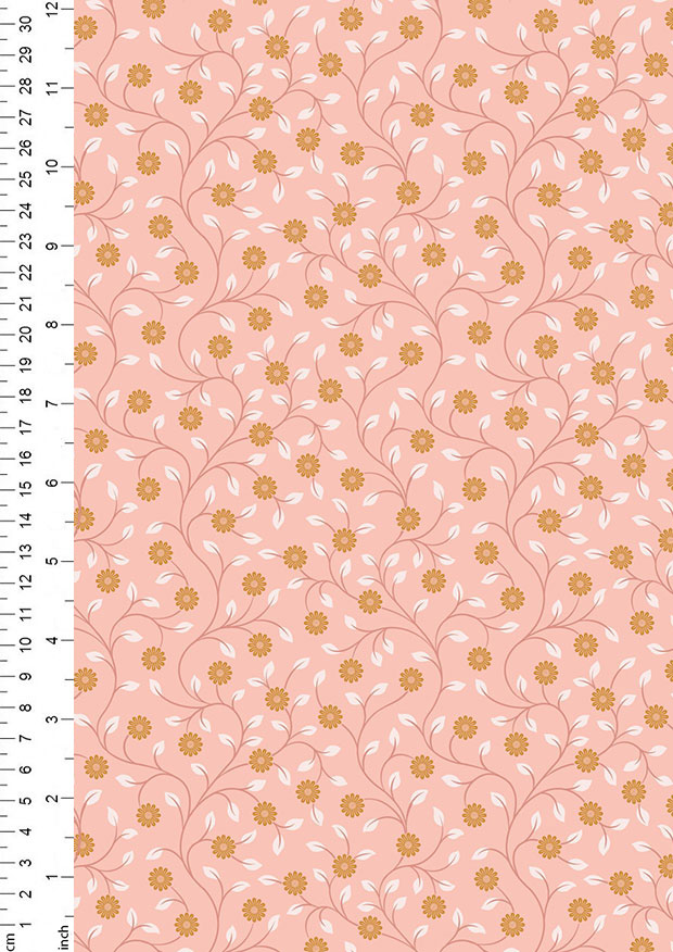 Lewis & Irene - Wintertide A584.2 - Copper metallic flowers on pink