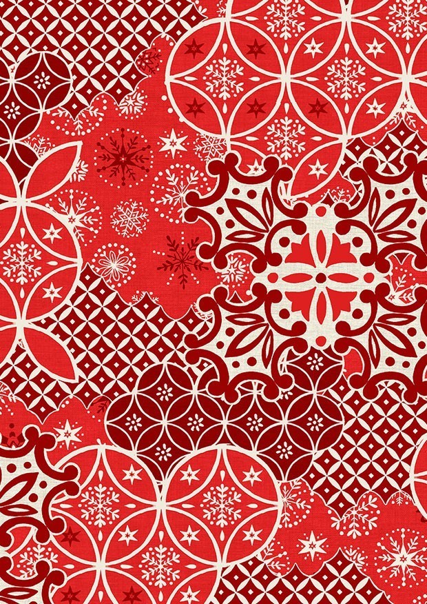 Makower Scandi Christmas - 1781/R Montage Red