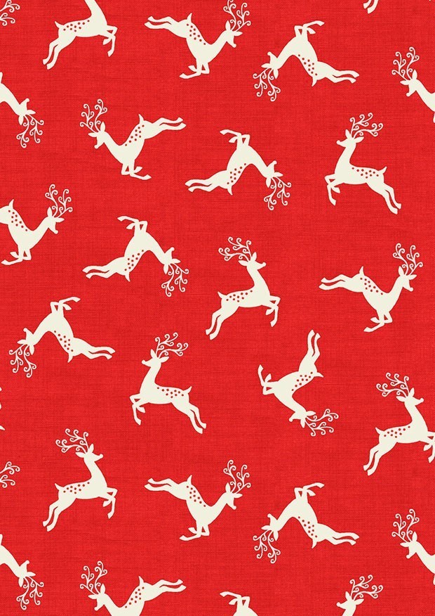 Makower Scandi Christmas - 1785/R Deer Scatter Red