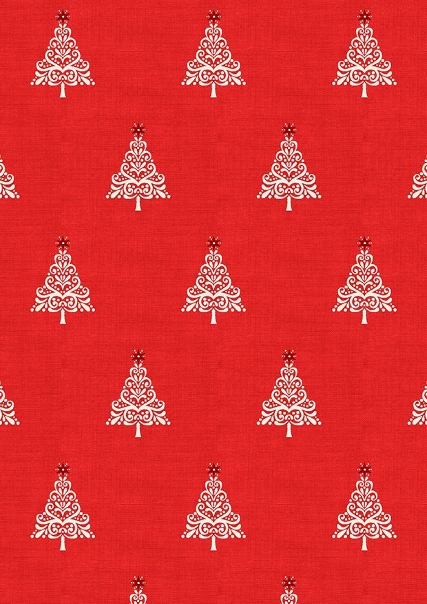 Makower Scandi Christmas - 1783/R Trees Red