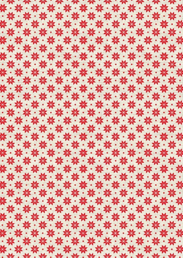Makower Scandi Christmas - 1789/R2 Nordic Snowflake Red on Cream
