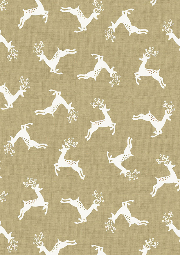 Makower Scandi Christmas - 1785/Q5 Deer Scatter Taupe