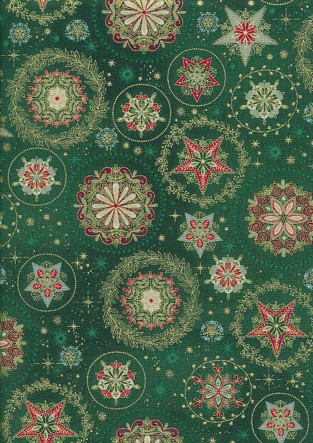 Makower Christmas - Good Tidings 103-G Crystal Green