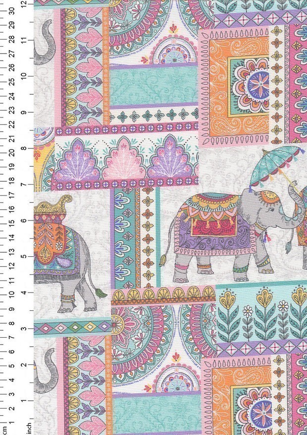 Michael Miller Fabrics - Elephant Cavalcade Elephant Patchwork CX10797-Multi D