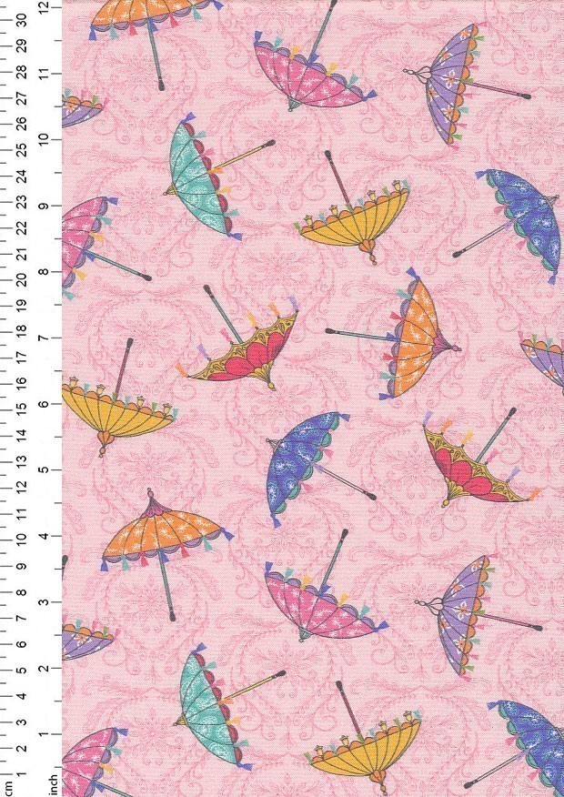 Michael Miller Fabrics - Elephant Cavalcade Fancy Umbrellas CX10793-Pink D