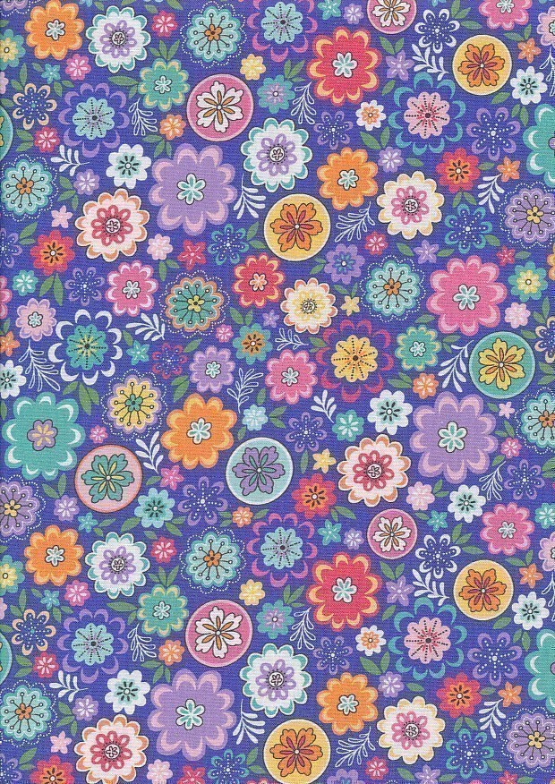 Michael Miller Fabrics - Elephant Cavalcade Floral Bazaar CX10801-Purple D