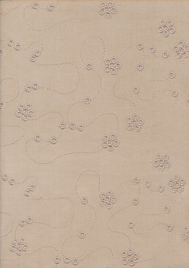 Embroidered Cotton Needlecord - Beige