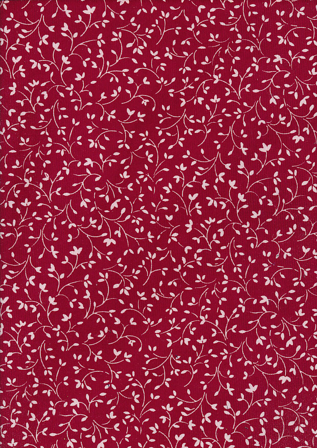 Cotton Needlecord - Leaves on Red