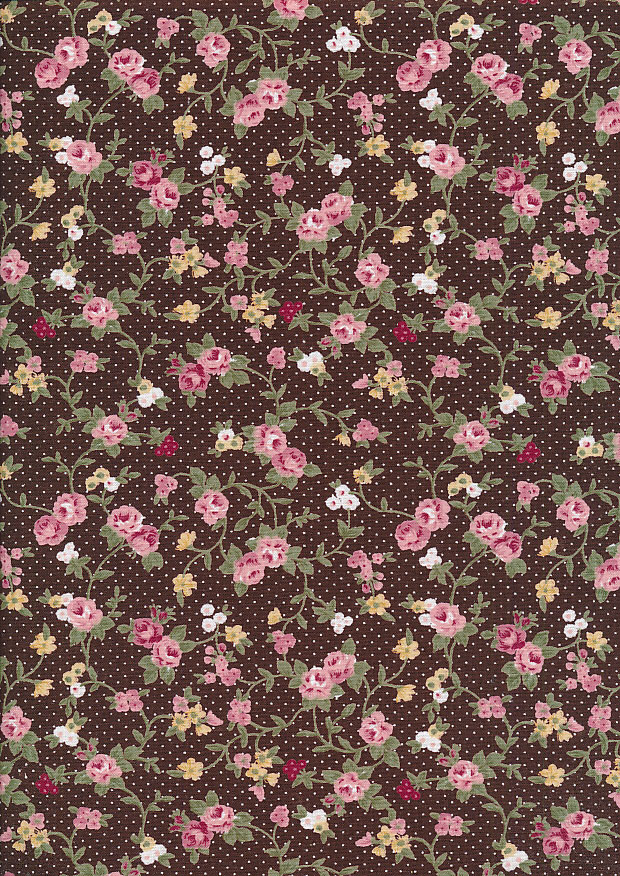 Fabric Freedom - Roses On Brown FFQS028-4