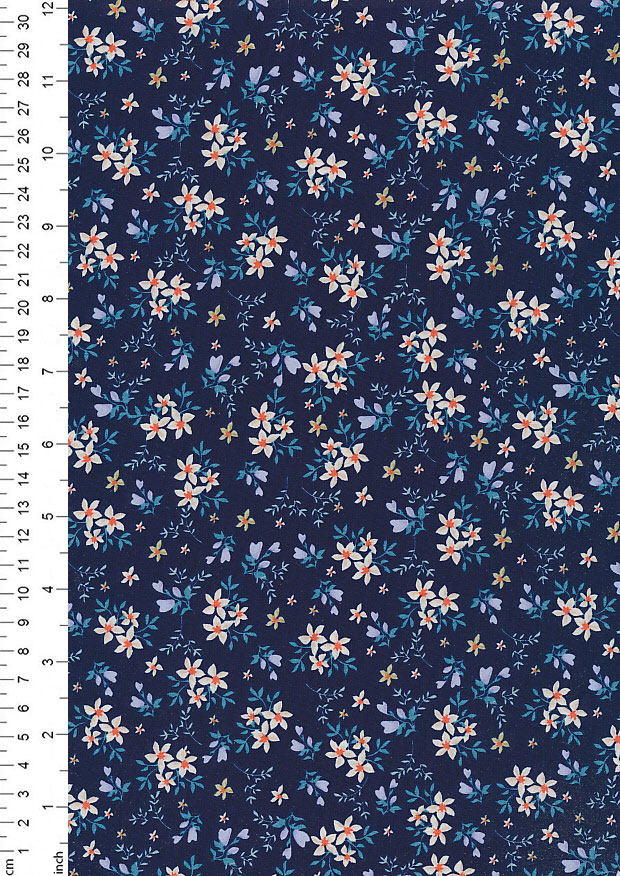 Rose & Hubble - Quality Cotton Print CP0784NAV Floral
