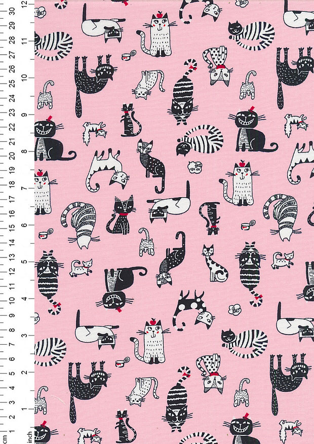 Rose & Hubble - Quality Cotton Print CP-0859 Pink Cats