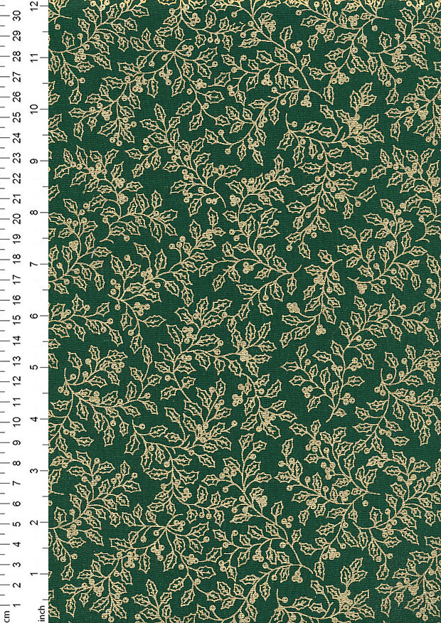 Fabric Freedom - Christmas Holly Gold/Green