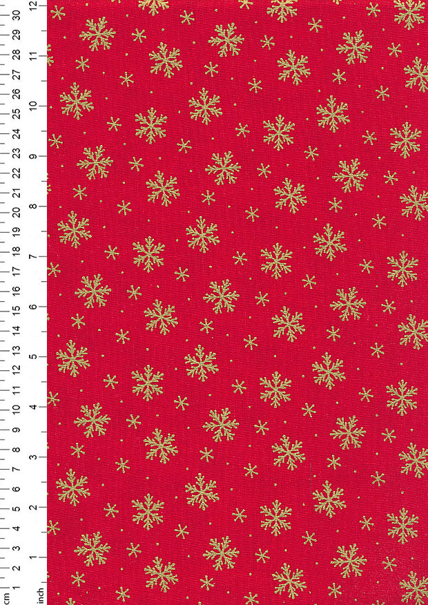 Craft Cotton Co - Christmas Basic Metallics Snowflakes Red/Gold 2627-01