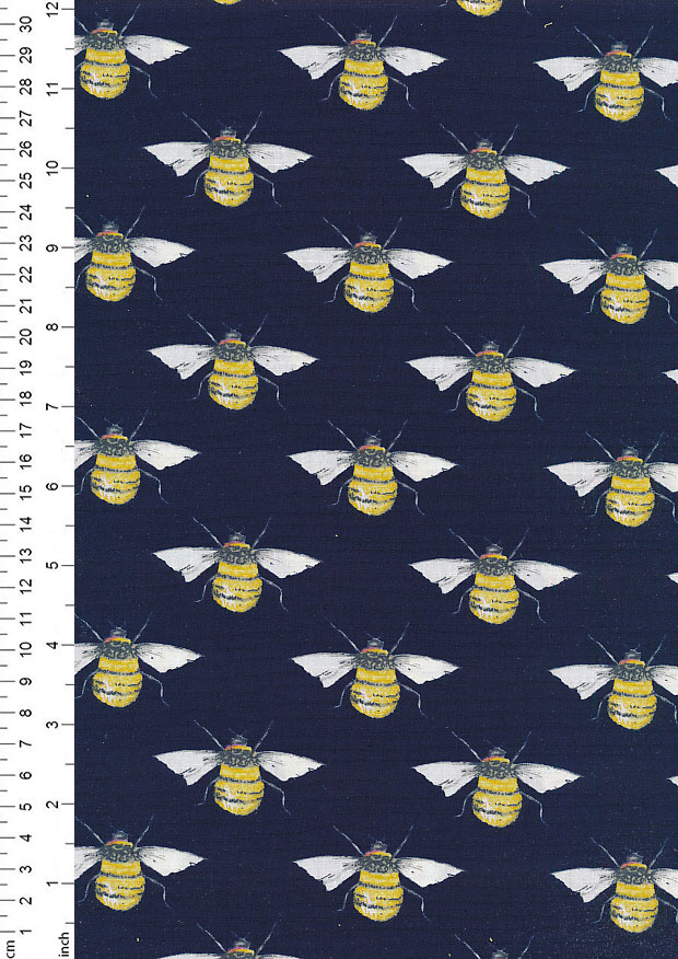 Rose & Hubble - Quality Cotton Print CP0395 Navy Bees