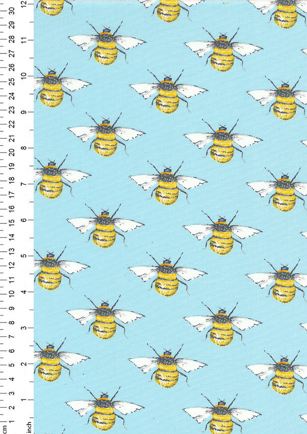 Rose & Hubble - Quality Cotton Print CP0395 Sky Bees