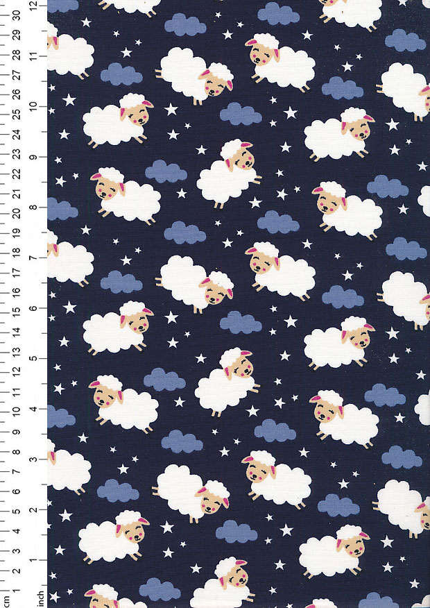 Rose & Hubble - Quality Cotton Print CP-0863 Navy Sheep