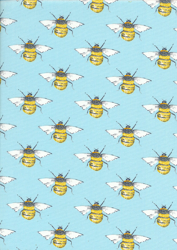 Rose & Hubble - Quality Cotton Print CP0395 Sky Bees