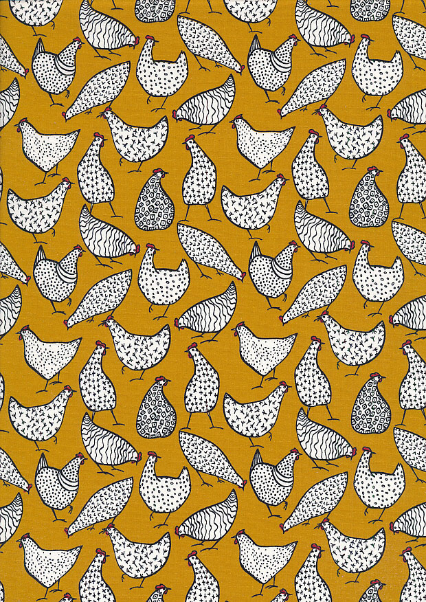 Rose & Hubble - Quality Cotton Print CP-0805 Ocher Chickens