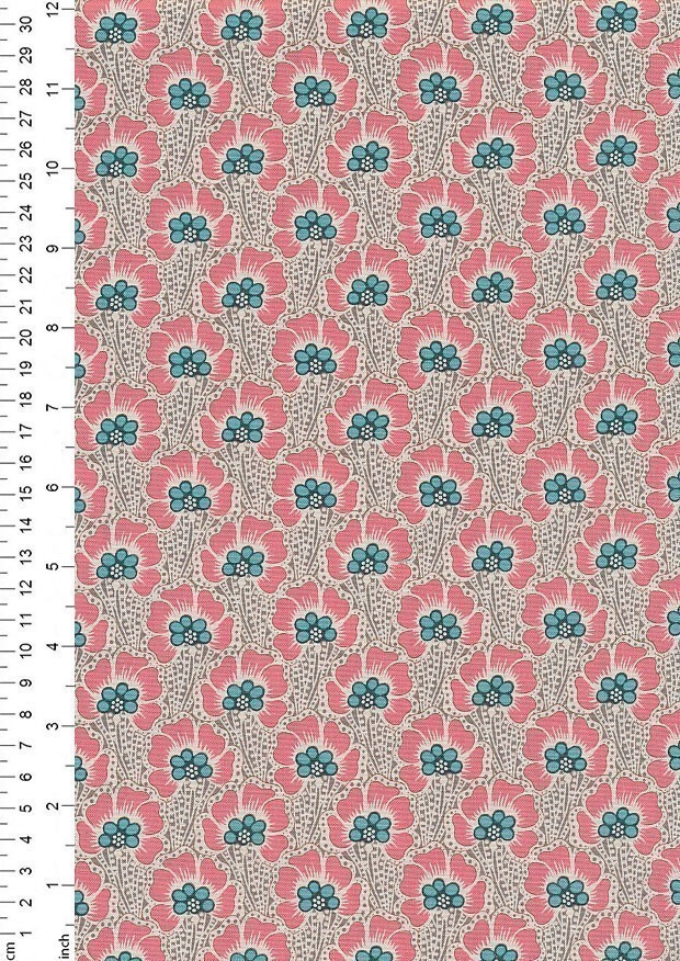 Tilda Fabrics - Cotton Beach 100330 Ocean Flower Grey
