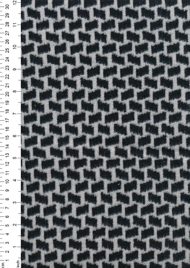 Medium Weight Wool Mix - Rectangles Black/Grey