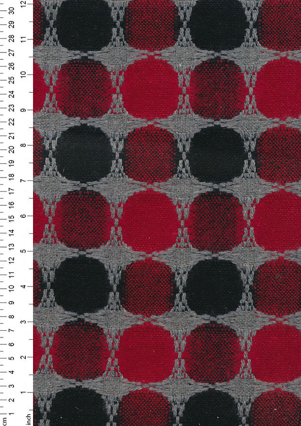 Medium Weight Wool Mix - Circles Red/Black/Grey