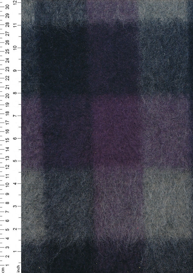 John Louden Medium Weight Wool Mix Check Purple/Black