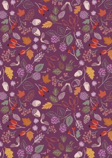 Cassandra Connolly For Lewis & Irene - Squirreled Away Woodland Harvest on Soft Mulberry Purple - CC24.3