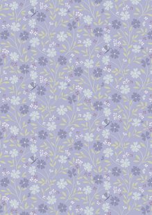 Cassandra Connolly For Lewis & Irene - Floral Song Little Blossom on lavender blue - CC33.3