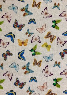 Chatham Glyn - Linen Look Popart Digital Print Butterflies