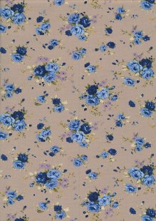 Blue Roses On Taupe