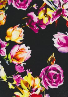 Rayon Print Black Digital Floral