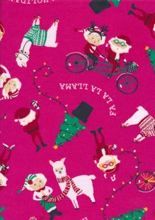 Fabric Freedom Flannel - Llama Christmas Pink