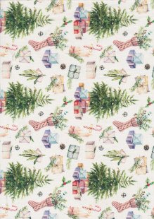 Fabric Freedom - Digital Print Christmas Trees & Presents FF2195