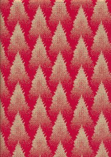 Fabric Freedom Christmas - Gold Forest Trees Red