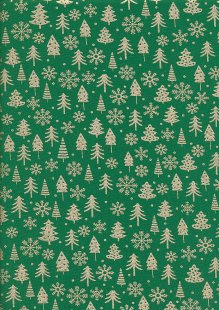 Fabric Freedom Christmas - Snowflakes and Trees Green