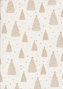 Fabric Freedom Christmas - Gold Pine Trees Ivory