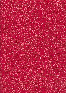 Fabric Freedom Christmas - Gold Swirls Red