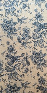 Furnishing Fabric - Floral and BIrds Denim Blue